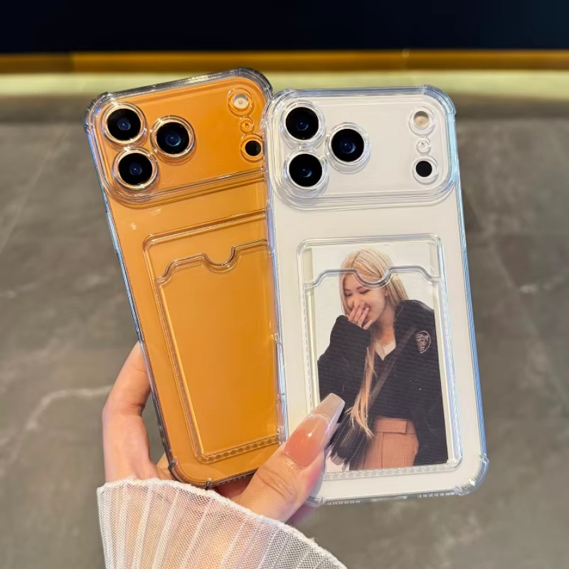 Quality Phone Accessories - Custodia trasparente con supporto per schede