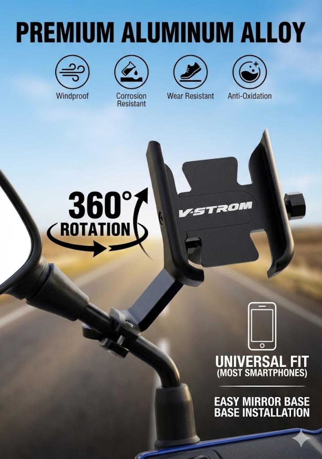 Quality Phone Accessories - Supporto per Telefono Moto in Alluminio